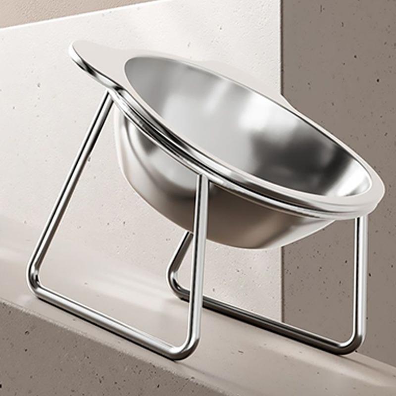 Raised Cat Bowls Tilted Neck Guard Cat Food Bowl 304 Stainless Steel Shatter-resistant Elevated 15° Pet Supplies For Puppy Cat