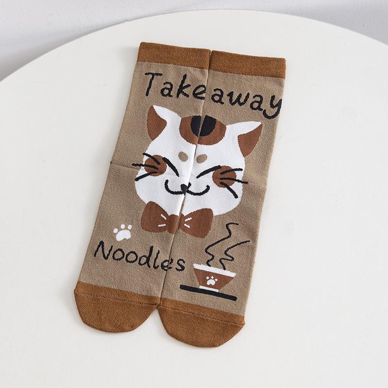 

Женские носки до середины икры, Весенне-осенние хлопковые носки, Милые мультяшные иллюстрации, Модный верхний трикотаж до середины голени, Весенне-летние длинные носки 1 pair