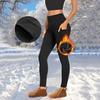 Damen-Leggings, hohe Taille, Samt, verdickt, warm, schmale Passform, Yogahose mit Taschen, Herbst-Winter-Leggings