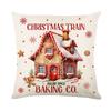 Christmas Pillowcase Cartoon Decorative Gingerbread Doll Print Digital Linen Sofa Backrest Living Room Bedroom Pillow