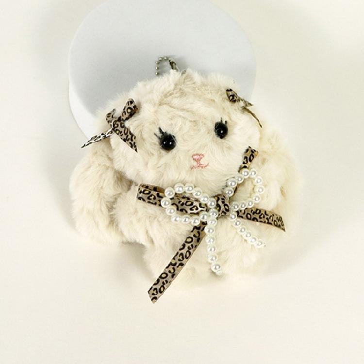 Kaninchen Schlüsselanhänger mit langen Ohren und Schleife Plüschtier Schlüsselanhänger Stilvoller Taschenanhänger für Studenten Geschenk für Mädchen und Teenager