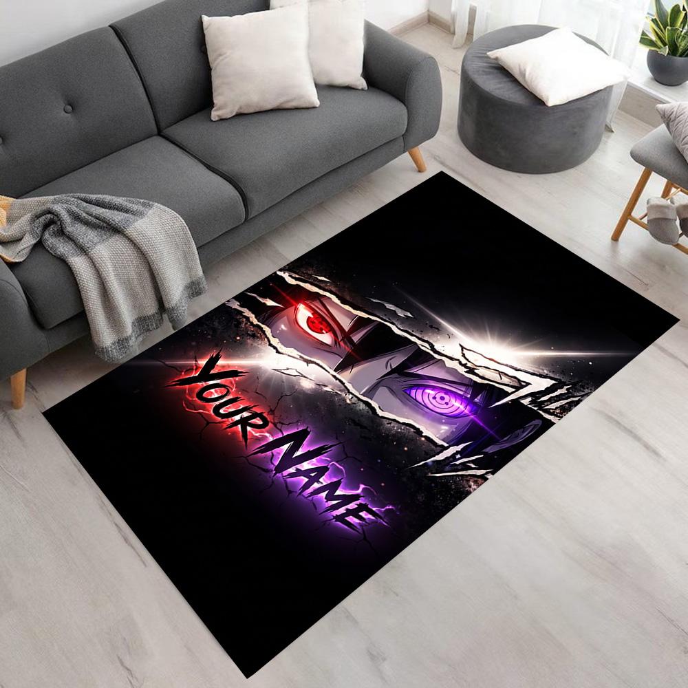 Naruto Character Customize Your Name Floor Rug Office Rug Design for Dining Room Bedrooms Playrooms Dormitory Anti-slip Rug Office Home Decor