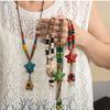 Color Ceramic Beaded Star Necklace Bohemian Retro Neck Chain Ethnic Style Woven Long Necklace