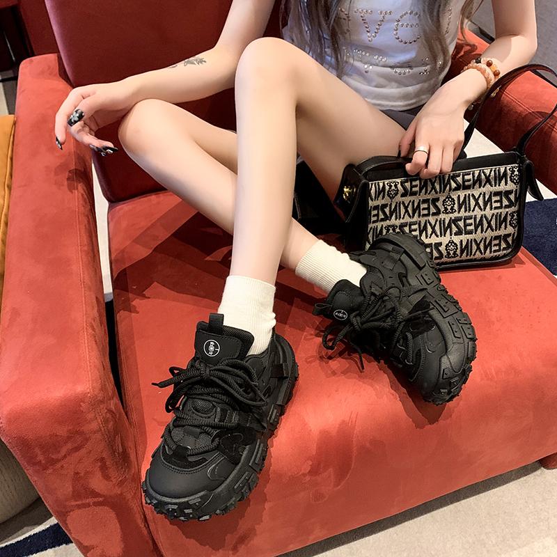 

Модные кроссовки папы от интернет-знаменитостей, суперхит, на толстой подошве, весенние новинки, европейская станция, шинные кроссовки, кожаные нескользящие цветные спортивные кроссовки 35