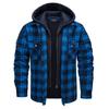 Plaid Flannel Shirt Jacket Men‘s Quilted Lined Coats with Removable Hood Winter Thick Hoodie Outerwear Heavy Shirts