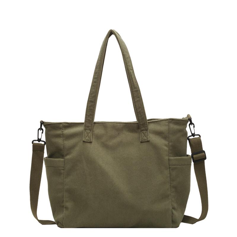 

Женская большая вельветовая сумка-тоут - Универсальная на одно плечо и через плечо для осени/зимы зелёный