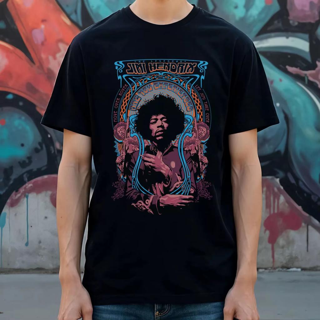 2026 New Jimi Hendrix Graphic TShirt Psychedelic Rock Art Graphic Tee Men Women Summer Mens TShirt Black Crew Neck Cotton Tee
