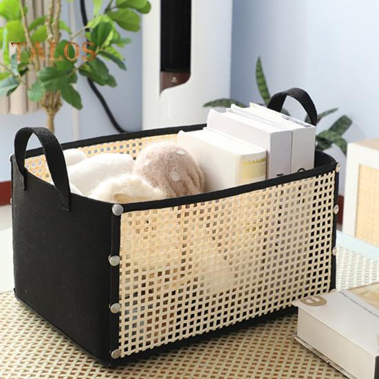 Hand-woven Bamboo Storage Basket Large Capacity Organizer Multipurpose Foldable Design Laundry Basket with Handle