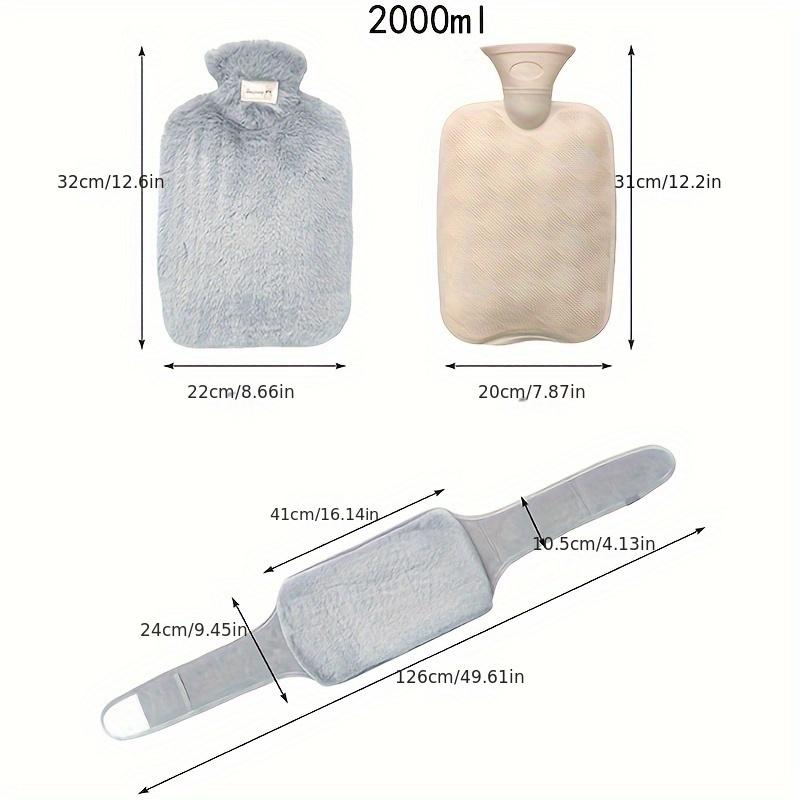 Portable Hot Water Bottle 1000/2000ml Soft Plush Neck/Shoulder Pain Relief Winter Menstrual Cramps/Hand-Feet Warmer 3-Piece Set