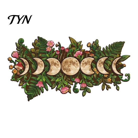 Rustic Bedroom Decor Boho Moon Mushroom Wall Hanging Decor, Vintage Forest Multi-Layer Wooden Plaque, Floral Nature Inspired Art Butterfly Themed