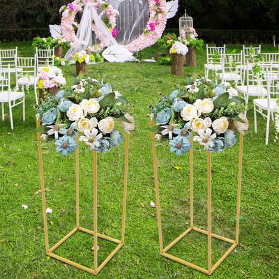 2-pak 60 cm Guld Bryllupsbue Standere, Dekorativ Ceremonibaggrundsramme, Havefest Gangdekoration, Vintage Metal Blomsterholder