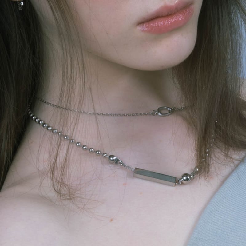 Pearlymore Logo Bar Kugelkette Magnet Halskette_PM25N015SS