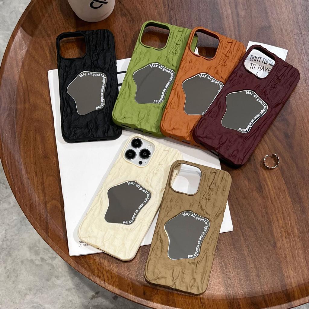 Niche Wind Pleated Mirror Case Is Suitable for Apple 17 Mobile Phone Case iPhone16Pro Max New 14/15 Matte.