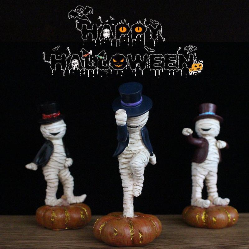 Pryskyřičné umělecké řemesla Mumie Panenka Tančící Dýně Halloweenské Dekorace Figurka Sochy Ozdoby Halloweenská Dekorace