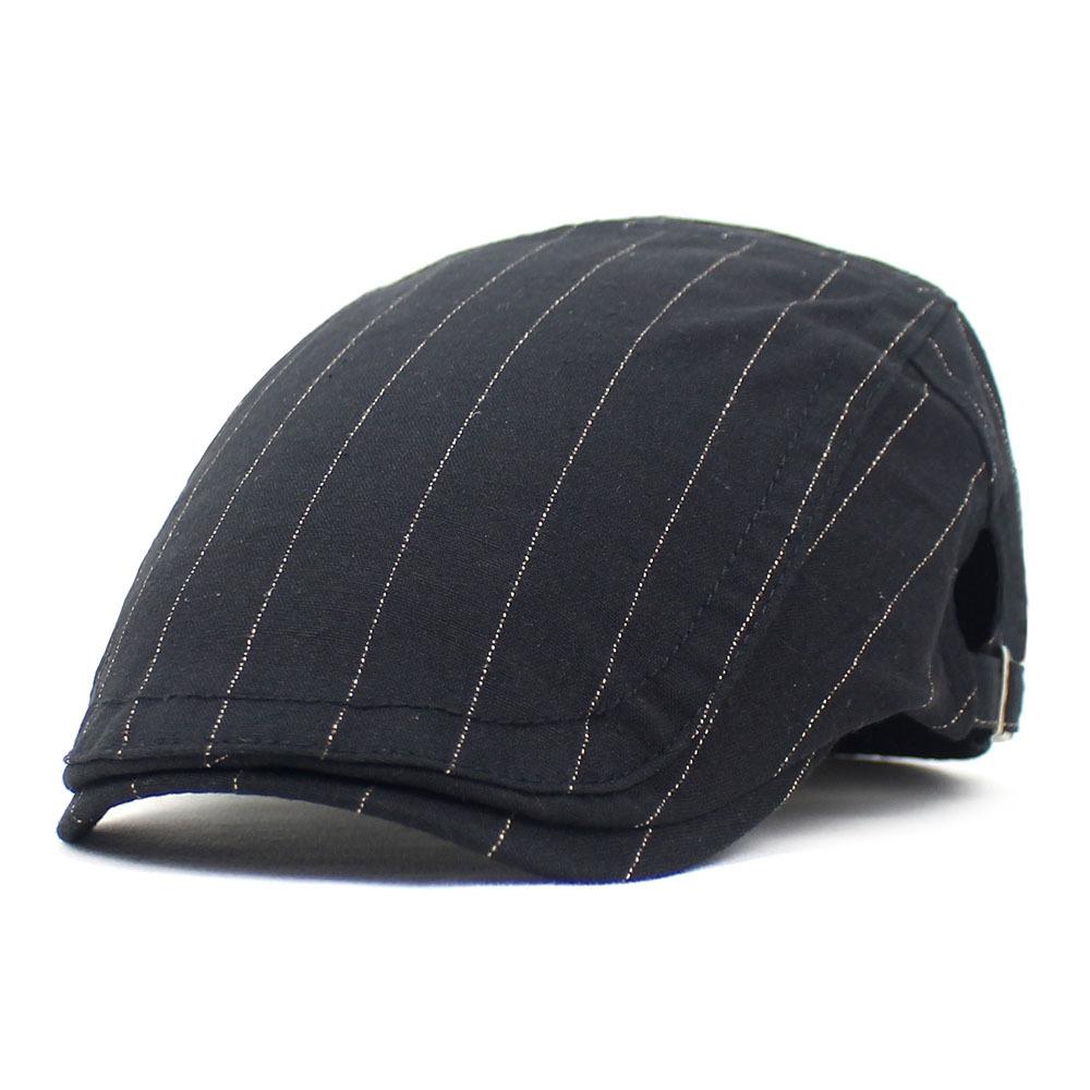 New striped beret spring and autumn men s hat cotton cap men s and women s casual cap curved brim hat M（56-58cm）