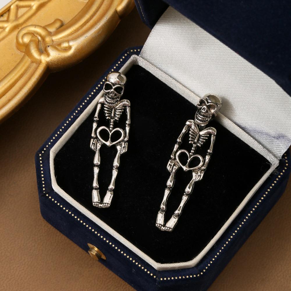 Zinc Zinc Alloy Skeleton Earrings Hip Hop Imitation Human Bone Earrings Aesthetic Halloween Earrings  Gift