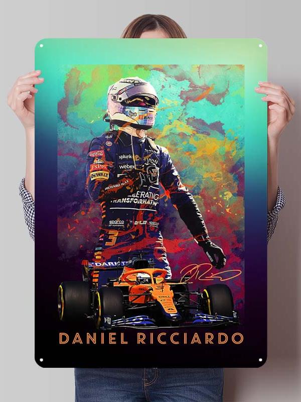 Daniel Ricciardo Plakaty Wyścigowe F1 Metalowe Znaki Dekoracja Wystrój Salonu Mężczyźni Niestandardowe Blaszane Tabliczki do Dekoracji Ścian