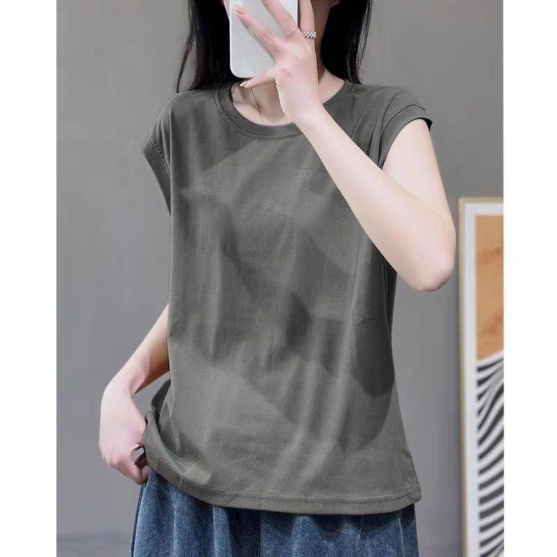 Fashion Solid Color Simple Summer Tops Women Casual Round Neck Short Sleeve Plus Size T-shirt Women's Clothing Slim Fit Loose Ladies Tee Shirts 26298