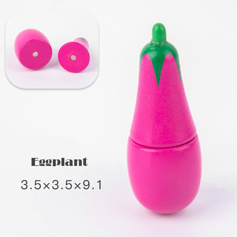 

Simulation Kitchen Pretend Play Toy Magnetic Wooden Cutting Fruits Vegetables Classic Game Montessori Educational Toys For Kids баклажановый