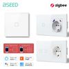 BSEED Zigbee Touch Switch Glass Smart Wall Light Switch Touch Screen Backlight with USB-C Fast Charging EU Socket E Series
