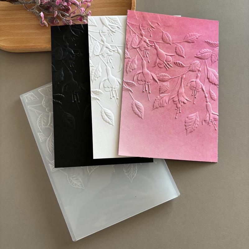 1pc 3D Texture Clip Plastic Embossed Pattern Board DIY Printing Clip Mold Paper Embossing Folders Flowers Card Making Supplies
