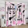 Fashion Makeup Curtains Pink Theme Lipstick Perfume Girl Makeup Blackout Window Treatment for Kids Girl Bedroom Cloakroom Decor