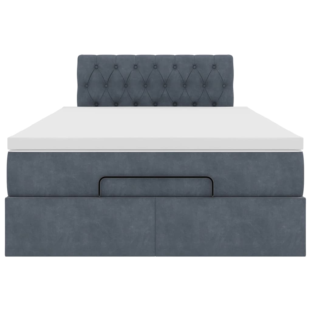 Ottoman Bed with Mattress & LEDs Dark Grey 120x200 cm Velvet