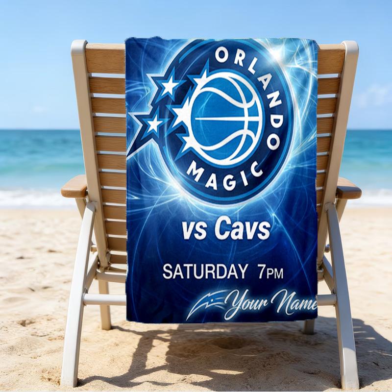Custom Name Beach Towel Basketball Orlando Logo Beach Towel, Soft Microfiber, Gift for Her/Him, Birthday, for Pool, Beach, Travel, Fan Gifts