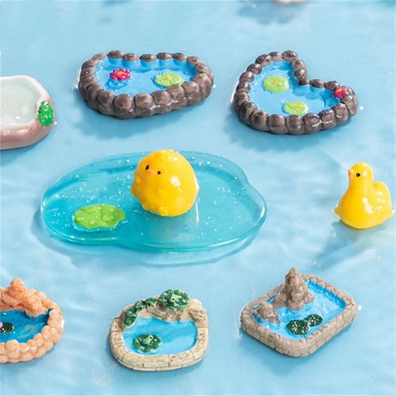 Cute Simulation Pool Tower Micro Landscape Ornaments Doll Car Ornaments Desktop Home Decoration Dollhouse Toy Diy Accessory Gift