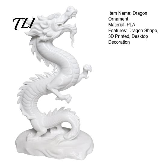 Feng Shui Dragon Statue 3D Printed Chinese Figurine, Collectible White Statue, Sculpture Decoration for Home Office Figurine