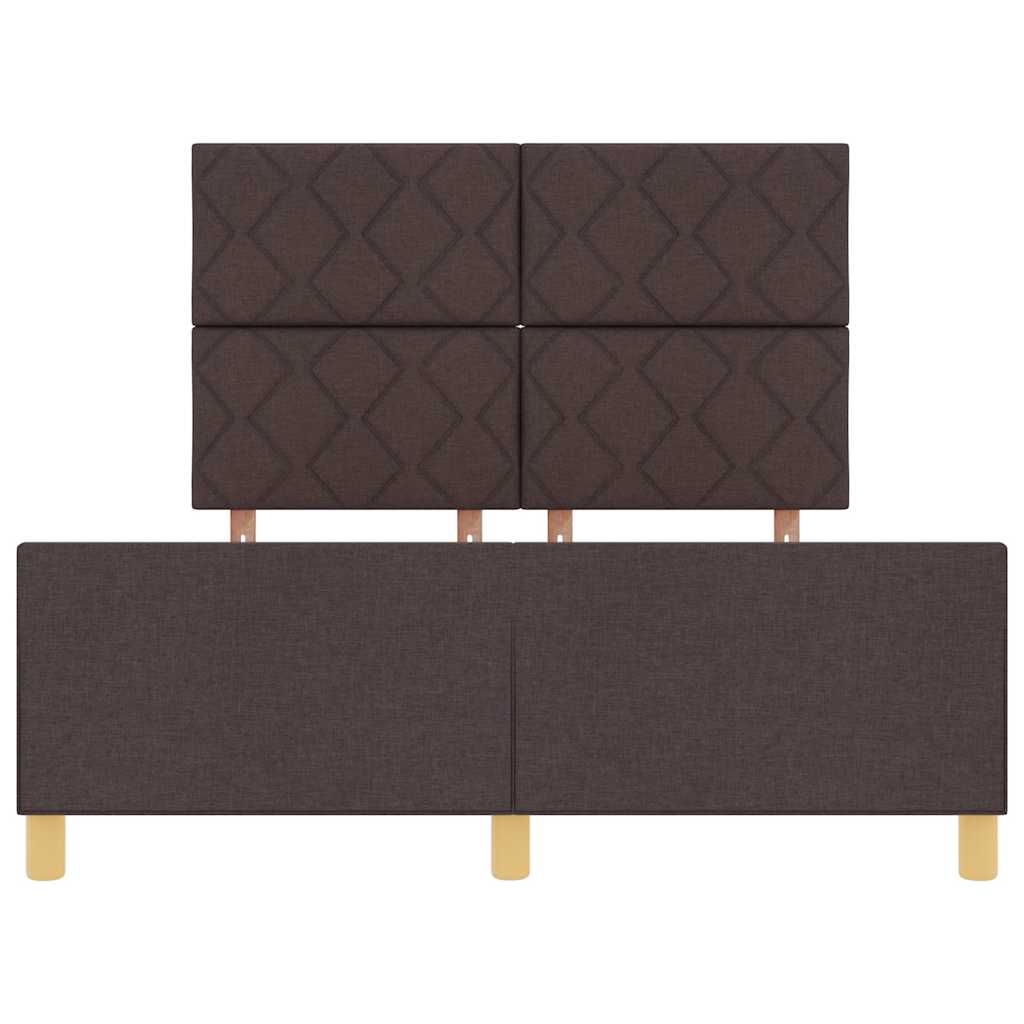 Bed Frame with Headboard Dark Brown 140 X 190 Cm Fabric