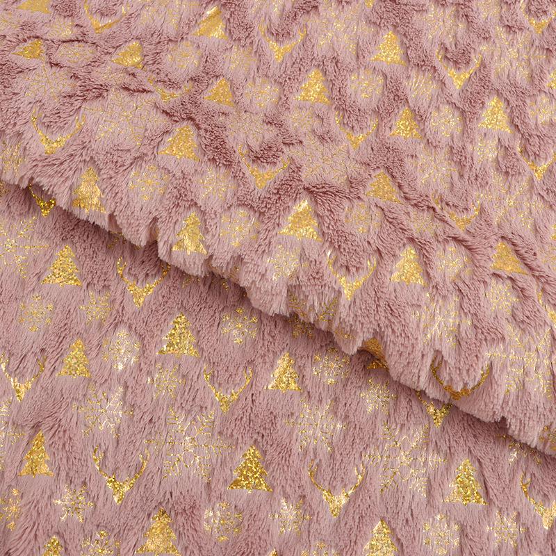 PV Velvet Gold Stamping Fabric for Autumn & Winter - Ideal for Christmas Tree, Plush Snowflake Clothing, Shoes, Hats, Luggage, and Toys.