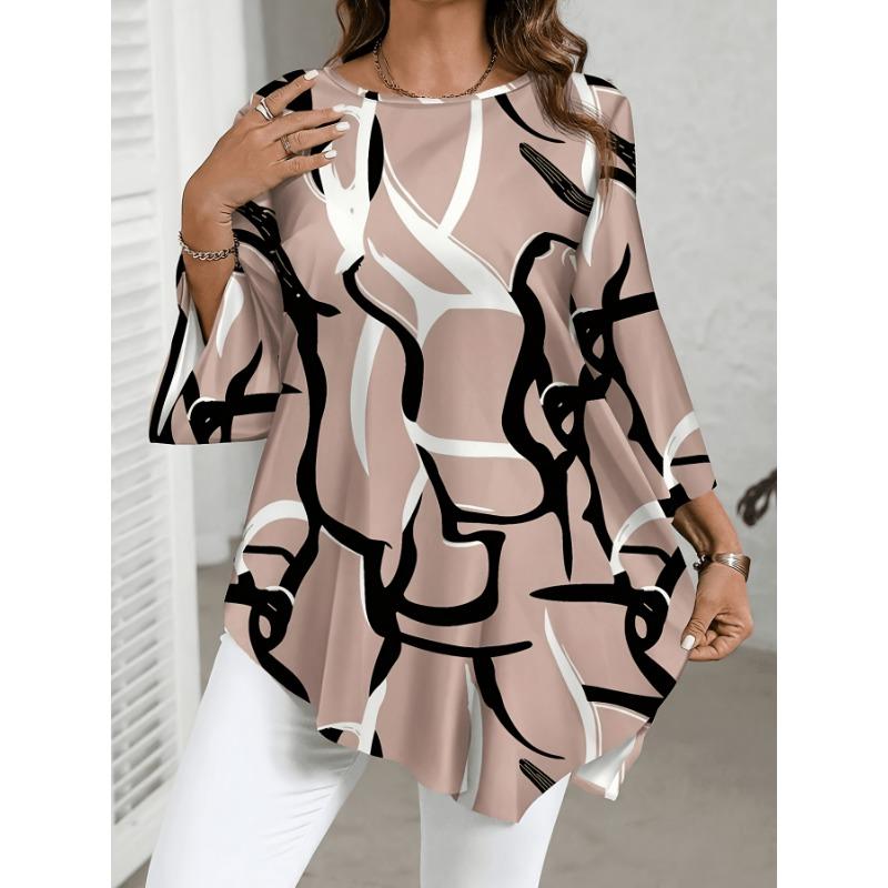 Plus Size - Plus Size - Women'S Round Neck Mid Sleeve Top