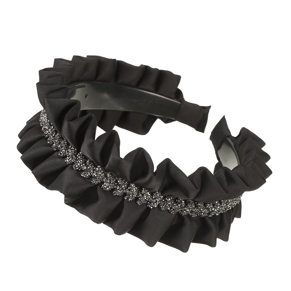 

Широкая плиссированная повязка на голову со стразами для женщин, повязки для волос, обруч для волос, повязки на голову, аксессуары для волос для девочек, элегантное шикарное украшение для волос