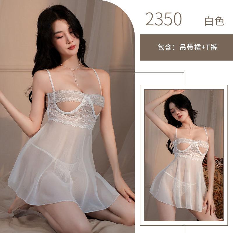 Sexy Mesh See-through Lace Erotic Underwear Hollow Breast Suspender Free Open Gear Uniform