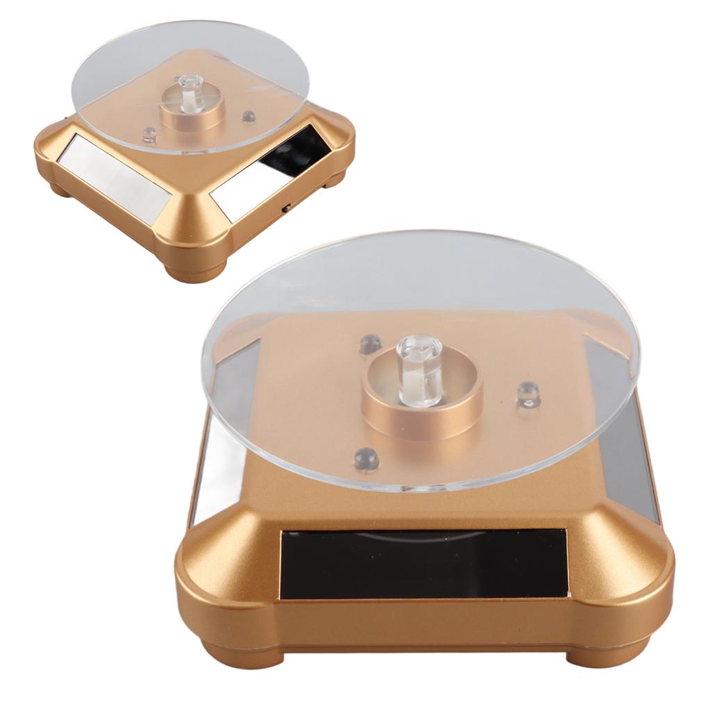 Solar Powered LED Electric Rotating Turntable Display Stand for Jewelry Phone