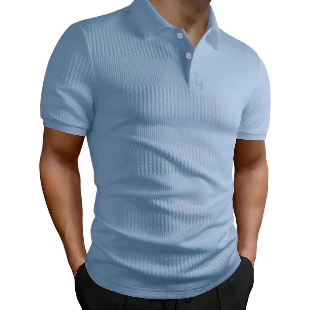Mens Shirt Short Sleeve Textured  Shirts Casual Summer Collared  T Shirt