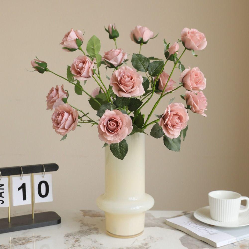Large Simulation Rose Flower Branches Real Touch Fake Flower  Home Living Room Decor