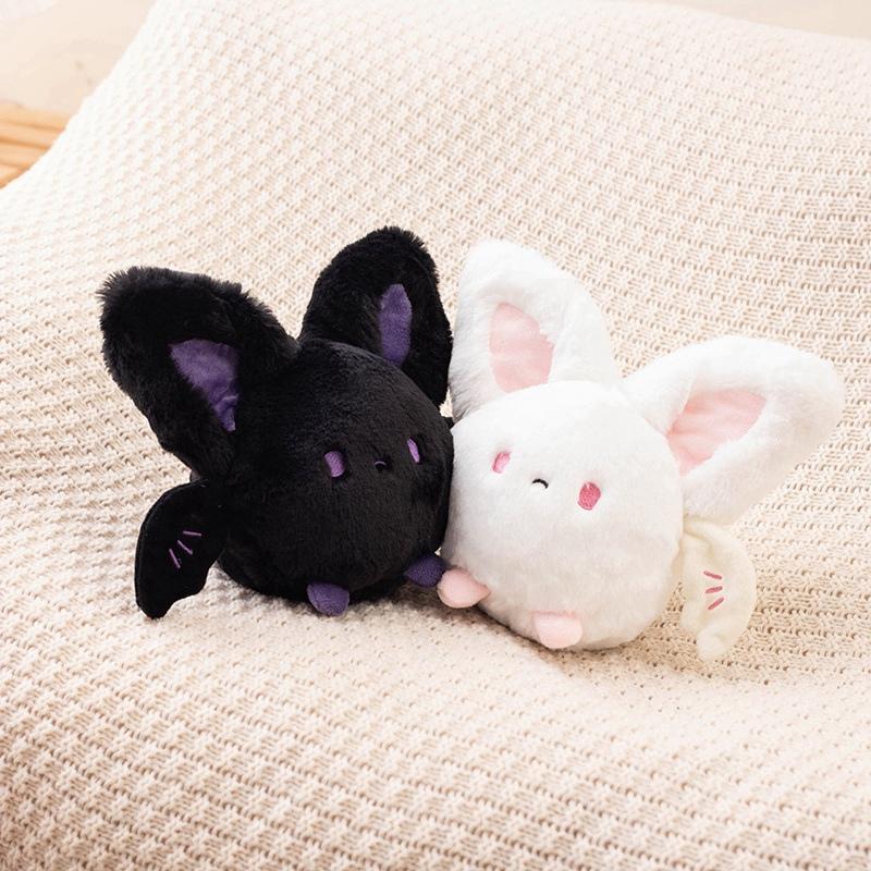 Cute Round Bats Plush Toys Pink Imp Angel Bat Plushie Stuffed Doll Black White Cartoon Bat Plushie Children'S Birthday Gifts