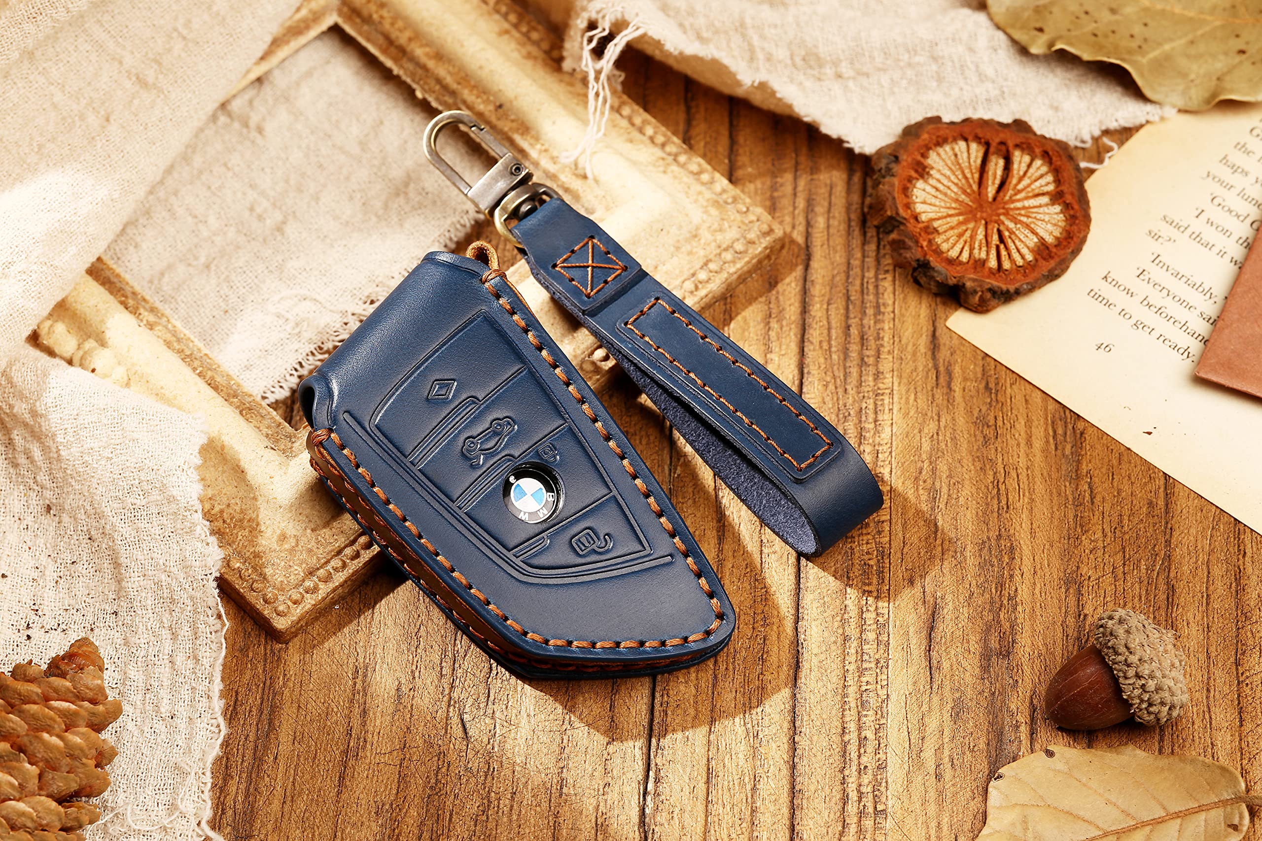 LEXLEY BMW genuine leather key case leather key cover key синий