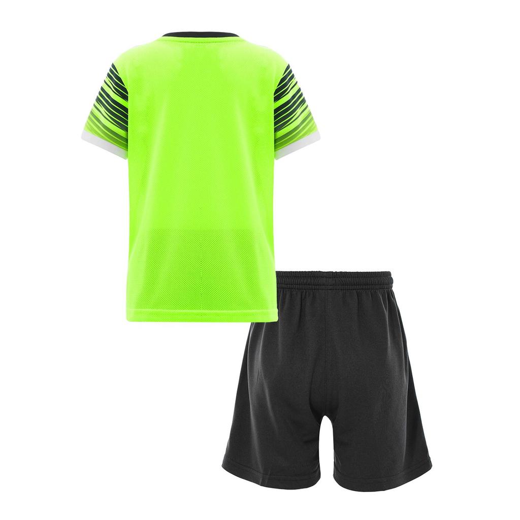 Ensemble d'entraînement de football pour garçons Survêtement T-shirt stylé à imprimé col en V manches courtes Short à cordon de serrage