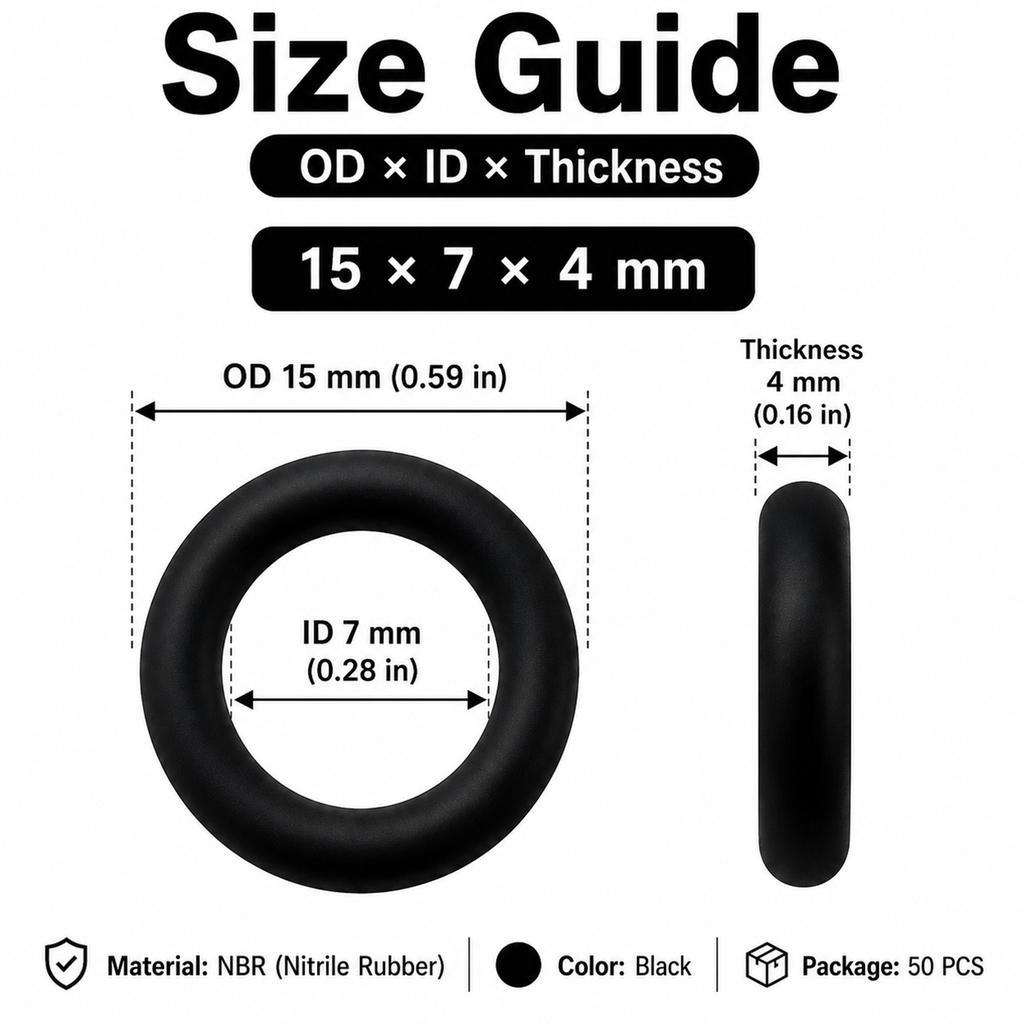 50Pcs Nitrile Rubber O-Rings Sealing Gasket, 2.5/3/4mm Thick OD 9/15/20/24mm Metric Seal for Automotive Machine Plumbing