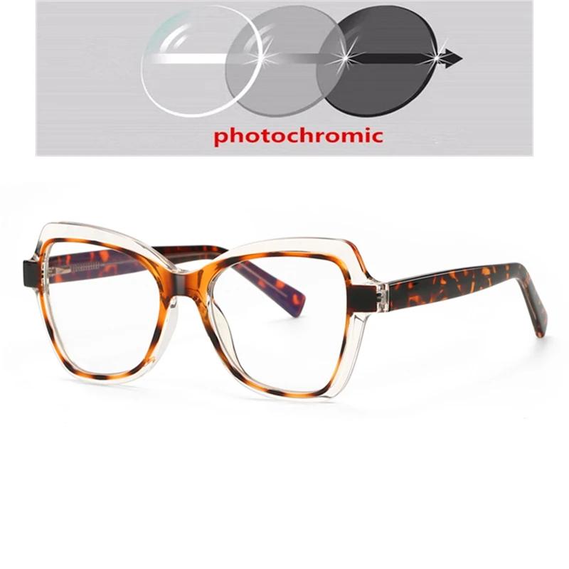 Leopard Frame Blue Light Blocking Prescription Glasses Women Myopia Spectacles -0.5 to -6.0 Spring Leg Oval