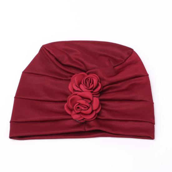 Women Rose Flowers Decor Beanie Cap Snood Hat Fashion Headwrap Headwear Gift