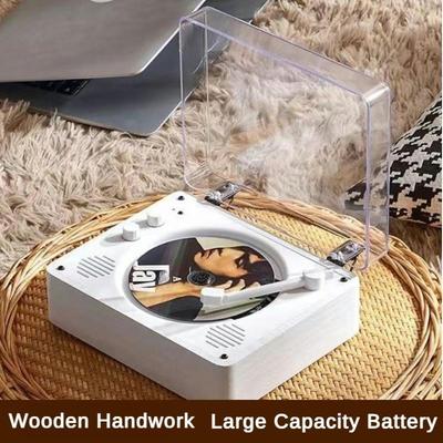 Lecteur CD vinyle vintage 10 W 5 V, système audio mobile Bluetooth à grande batterie, stéréo, double haut-parleur, tourne-disque