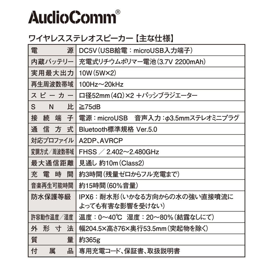AudioComm Wireless Stereo Speaker ASP-W350N 03-2193