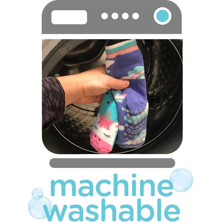 Totes Girls Boys Kids Cozy Warm Soft Toddler Child Slipper Sock with Non-Slip Grips and Fun Cute Dino/Unicorn Design, 2 Pack