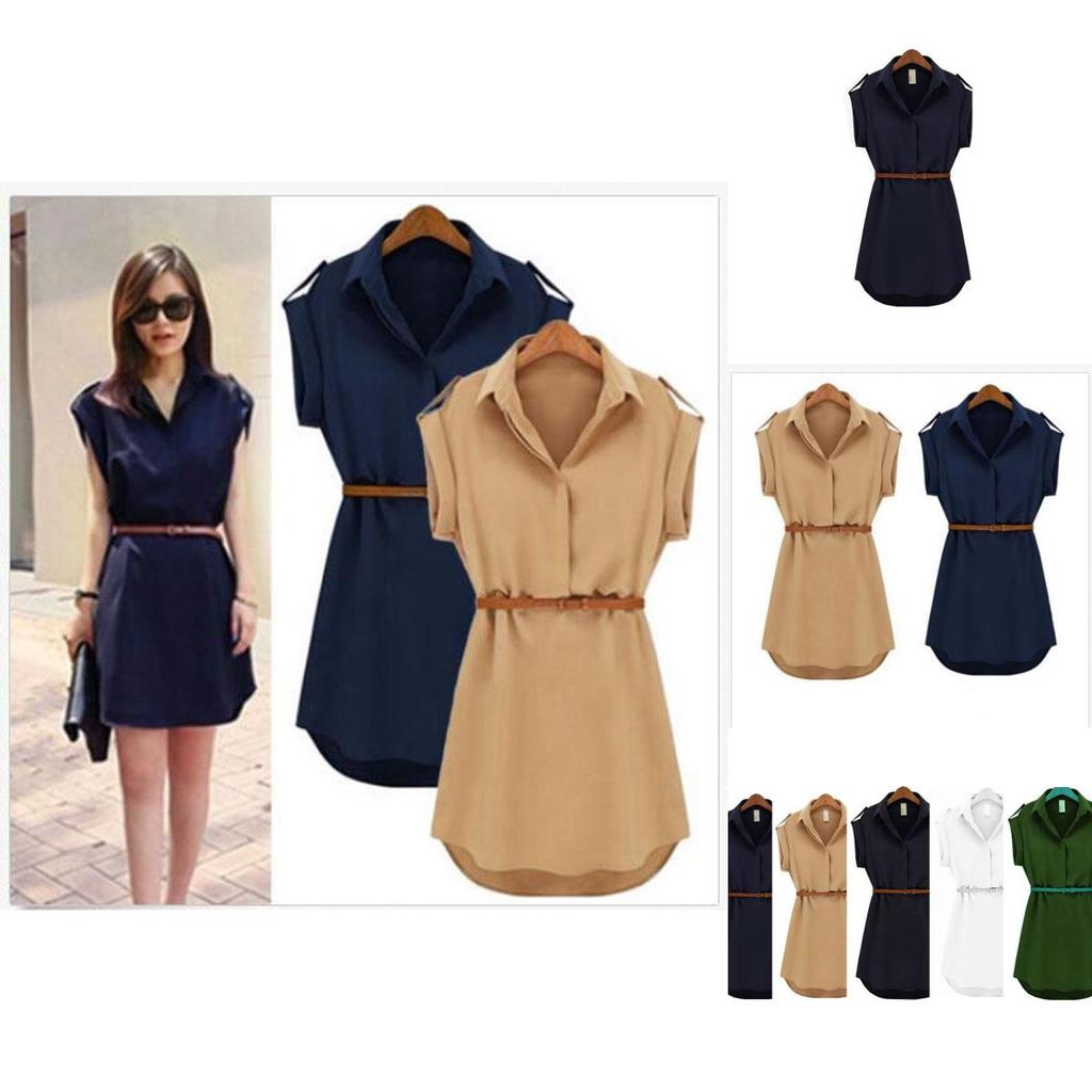 Elegant Summer Women's Shirt Dress In Chiffon With A Casual And Loose Fit