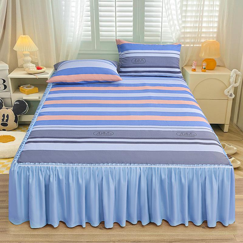 Bedroom Household Single-piece Sanding Bed Skirt Solid Color Skin-friendly Bedspread Bed Cover Bedroom Student Dormitory Sheets