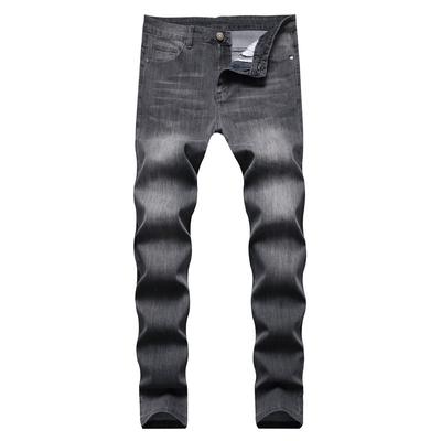 2024 Four Seasons Wear Europeu e Americano Novos Jeans Elásticos Slim Fit Para Homens, Calça Jeans Grande De Tubo Reto Lavado